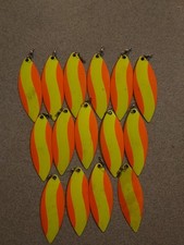 13 ct Lg.Smooth Willow Blades  Spinner Bait Parts, Lures 3" Long Orange/Yellow 