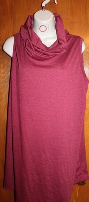 COOL MELON Plus 1X SLEEVELESS KNIT BLOUSE (red w/ cowl neck) EUC