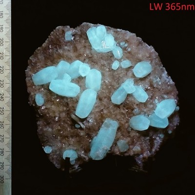 Calcite phosphorescent & fluorescent specimen w/ Heulandite Zeolite India 0.37kg