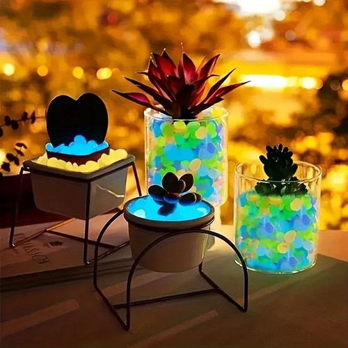 100PCS Glow In The Dark Pebbles Luminous Stone For Potted Plants Fish Tank Decor - Picture 5 of 11