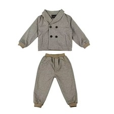 Boy Casual Suit fleece-lined for Spring Autumn School Uniform Suit Top pant 2