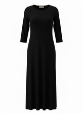 Michael Kors Black Jersey T-Shirt Dress Womens S 3/4 Sleeve Side Slits Midi Chic