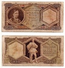 Greece/1944/1000 Drachmai/Theodoros Kolokotronis/Lion of Amphipolis/P-172/Cir.