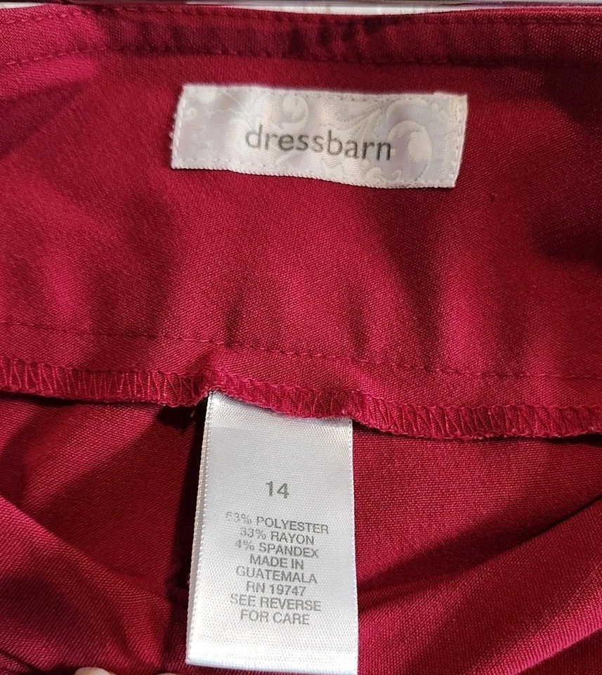 * Dressbarn женщин широкие ноги платье брюки размер 14 красный эластичной брюки без застежек - Изображение 3 из 4
