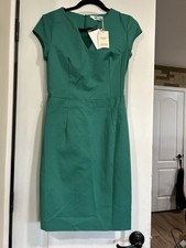 New Mango Women’s Pencil Dress Size 4 Small Belted Short Sleeve Green