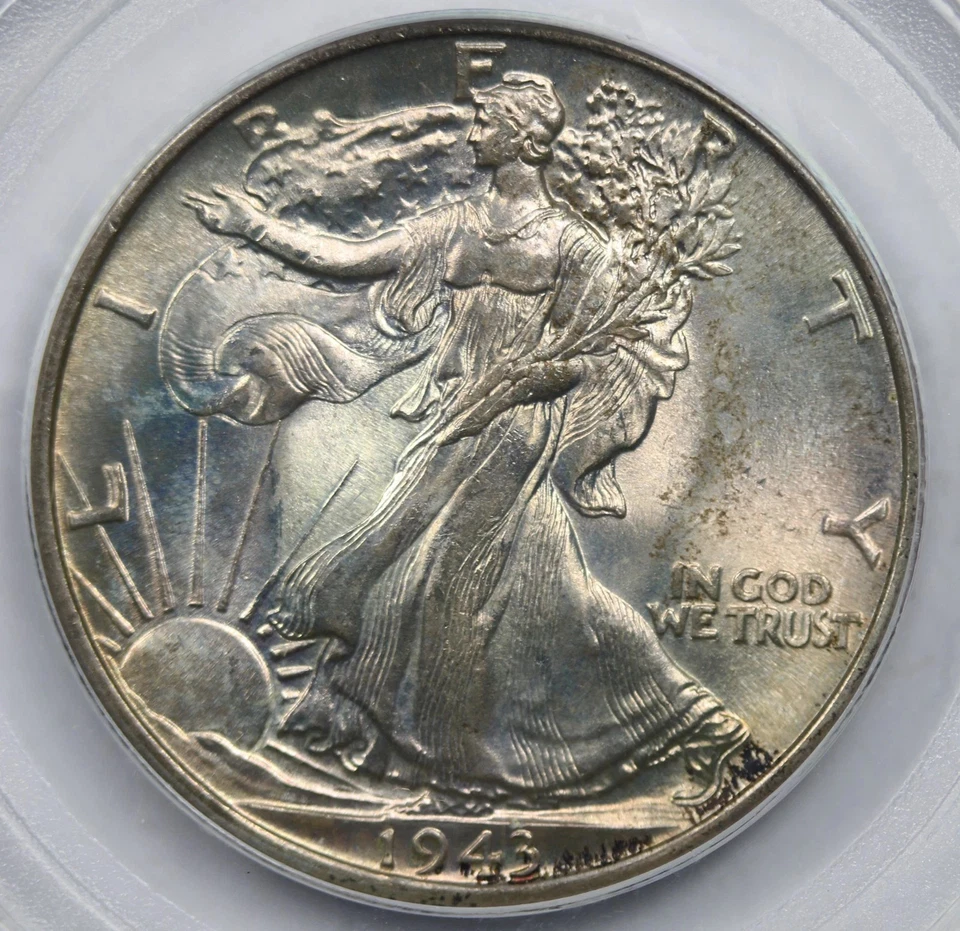 1943 Walking Liberty Half Dollar 50C MS 66 PCGS CAC Approved - Image 3 of 4