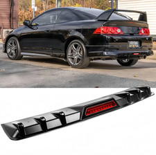 For Acura Rsx 2002-2006 Glossy Black Rear Bumper Diffuser Lip W Led Brake Light