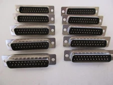 (10 Lot) DB25 Male Solder Cup Connectors D-SUB Panel Mount DB25M NOS