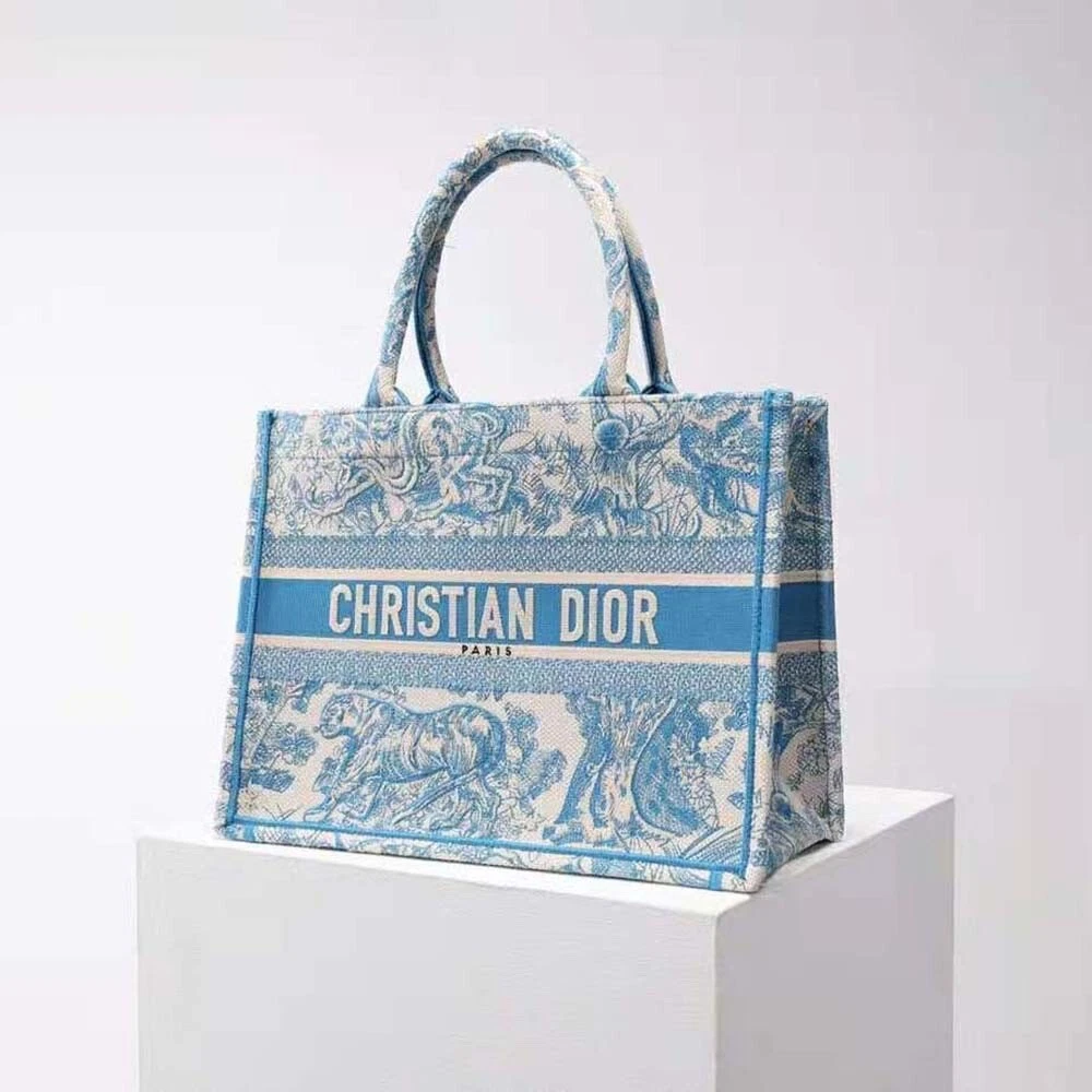 REP 1:1] Christian Dior Medium Dior Book Tote Bag Blue For Women 14in/36cm  CD M1296ZRIW_M928 - Clothingta