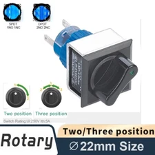 22mm SPDT/DPDT 5A 250V 2/3Position Black Square LED Plastic Selector Knob Switch