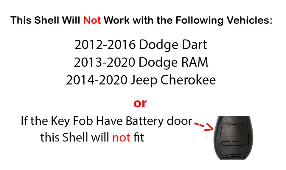 2x Nuevo Llavero remoto de entrada sin llave para Chrysler Dodge Caravan - Solo estuche Foto 3 de 3