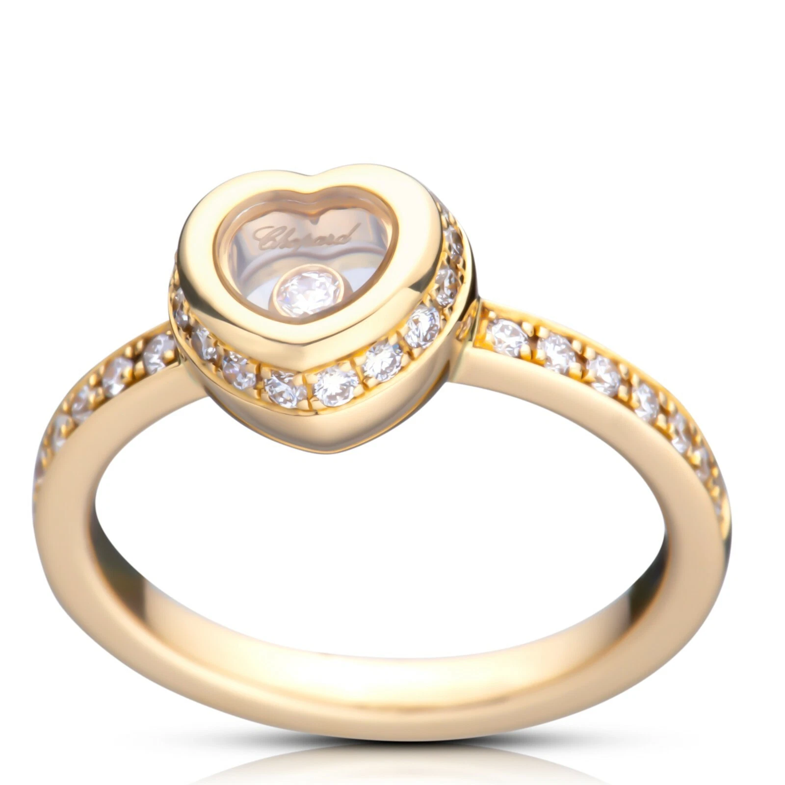 Chopard — Chopard Miss Happy Yellow Gold & Diamond Heart Ring 829009 Brand New