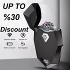 NEW Design Diamond Lighter Rechargeable USB Dual Arc Plasma LED Power Display AU