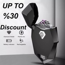 NEW Design Diamond Lighter Rechargeable USB Dual Arc Plasma LED Power Display AU