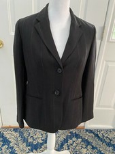 Ann Taylor Fitted Black Pin Stripped Fully Lined Suit Jacket - Size 6P