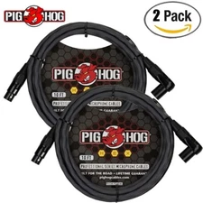 2-PACK Pig Hog HEX Series 10FT Right Angle Microphone Cable Grey PHMH10GRR
