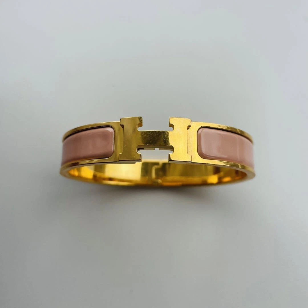 HERMÈS Bracciale donna HERMES Clic Clac H rosa pallido × placcato oro