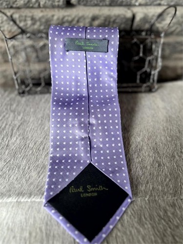 PAUL SMITH London Purple Print 100% Silk Tie - Picture 3 of 5