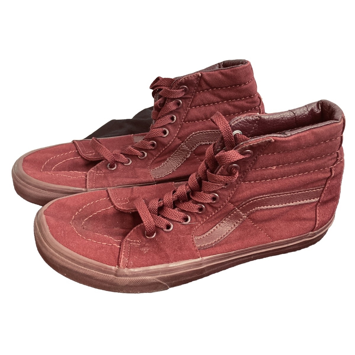 Gum Sole Red Vans High Top Van's Skateboard Shoes Unisex Maroon