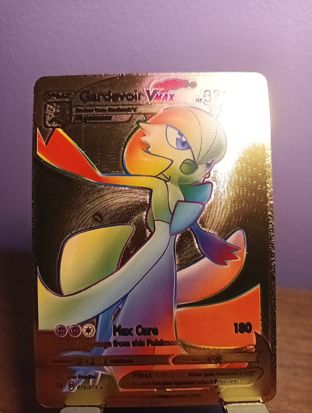 Gardevoir VMAX 076/073 Rainbow HP330 Gold Foil Fan Art Display Card