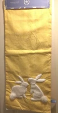 Rachel Ashwell The Prairie Yellow Check & White Bunny Table Runner 14" X 72" 