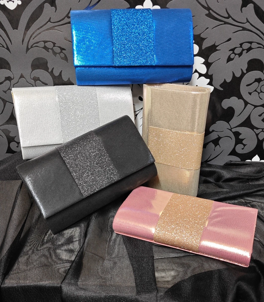 Pochette Da Sera Glitterata Oro Chiaro – Borsa A Mano Con Tracolla Rimovibile, Elegante Per Feste E Matrimoni, 17x9x5 Cm
