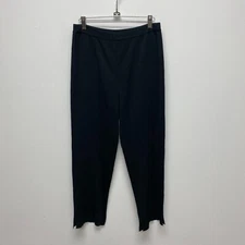 Ming Wang Womens Black High Rise Acrylic Pull On Elastic Straight Leg Pants S