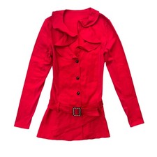 Weissman Costumes Adult L Red Ruffle Collar, Button Rhinestone Belt Blazer Dress