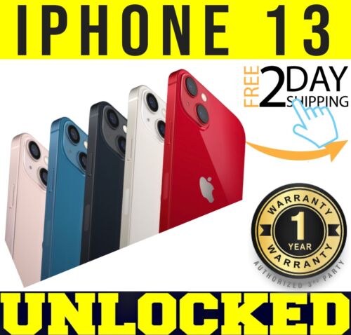 Apple iPhone 13 - 128GB 256GB 512GB (UNLOCKED)  🔋 100% BATTERY 🔋 ⚫⚪🔴 ✤SEALED✤ - Afbeelding 1 van 11