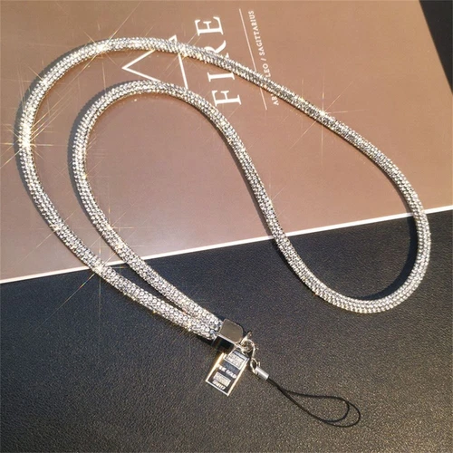 Rhinestone Mobile Phone Lanyard Women's Full Diamonds Pendant Long Neck Strap - Afbeelding 13 van 17