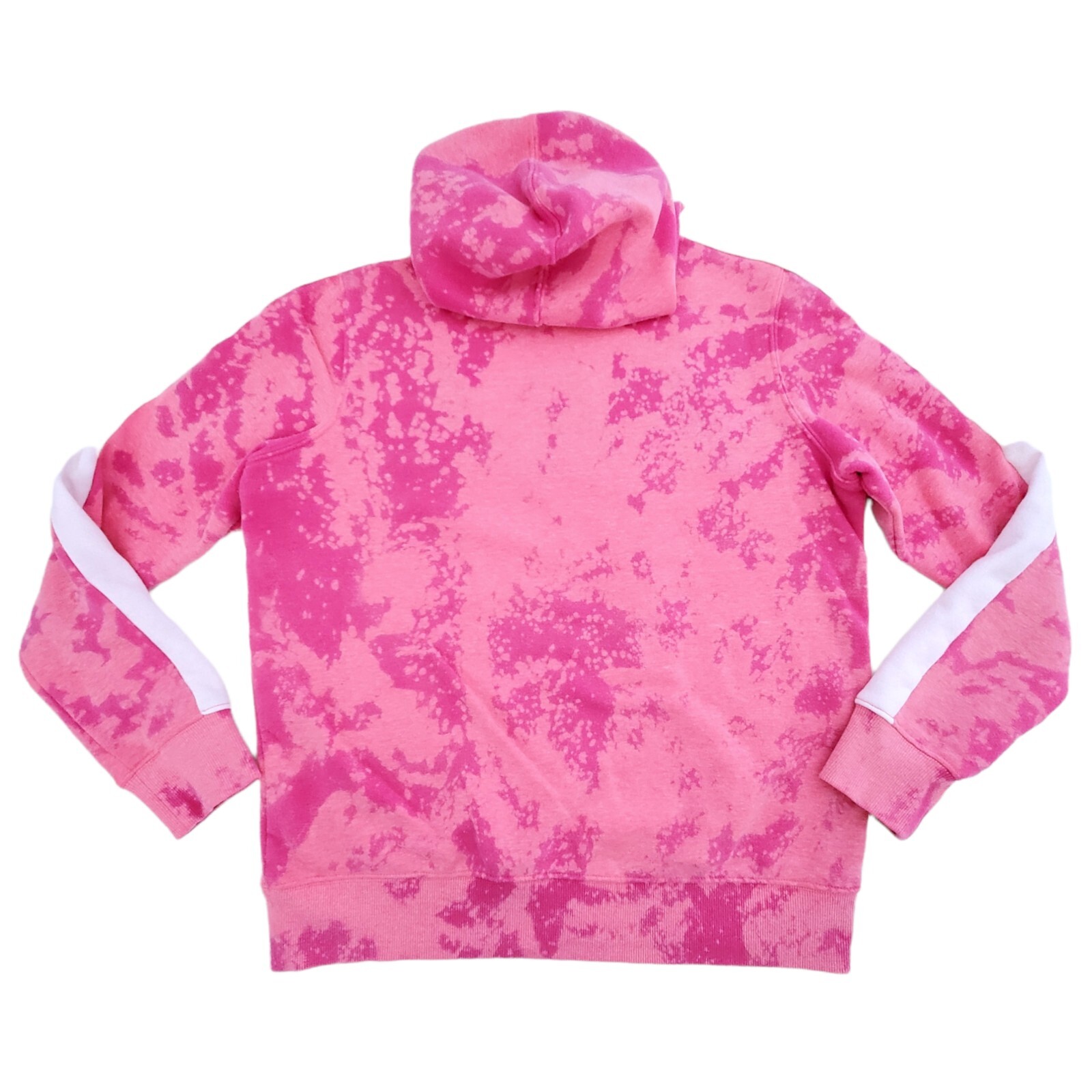 Felpa con cappuccio rosa Fila donna taglia L pullover personalizzata tintura candeggina