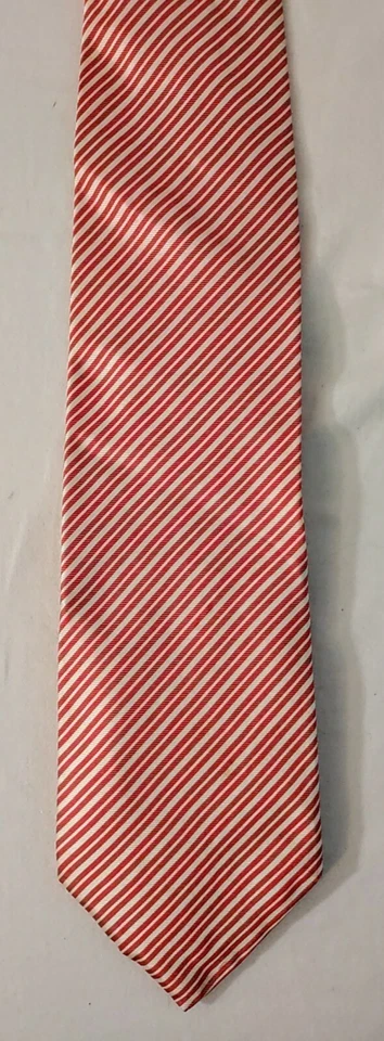 Hombres Azzaro Paris 100% Seda Rojo y Blanco Clásico Rayas Corbata Cuello 3.75 - 58 Nuevo sin Etiquetas Foto 3 de 4