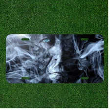 Creative License Plate Auto Tag With Blue Eyed Man With Smoke Cool Design Creative License Plate Auto Tag With Blue Eyed Man With Smoke Cool Design