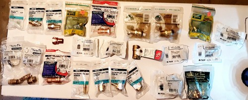 Plumbing Part Mixture Lot 24 Fittings Adapters Couplers Copper Brass Sealed New