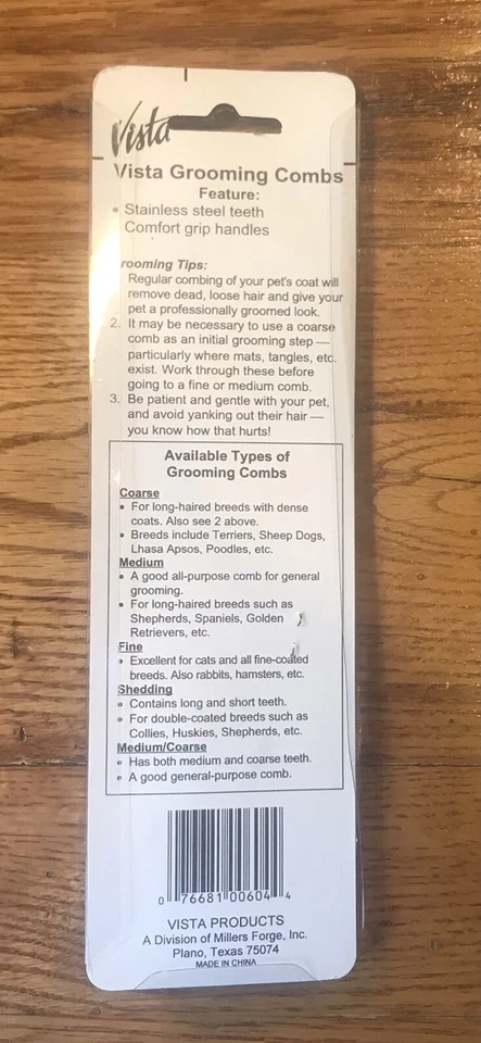 Peine de aseo para perros peine de acero inoxidable para desprender dientes 604V Vista Foto 2 de 2