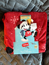 DISNEY MICKEY MOUSE RED CHRISTMAS HOLIDAY SUPER SOFT TRAVEL BLANKET 45" X 55"