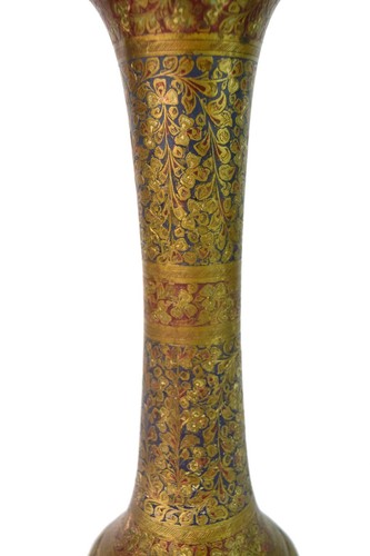 Antique Theme Decoration Rare Brass Enamel Work Flower Vase (Guldasta). G7-1030 - Picture 6 of 9
