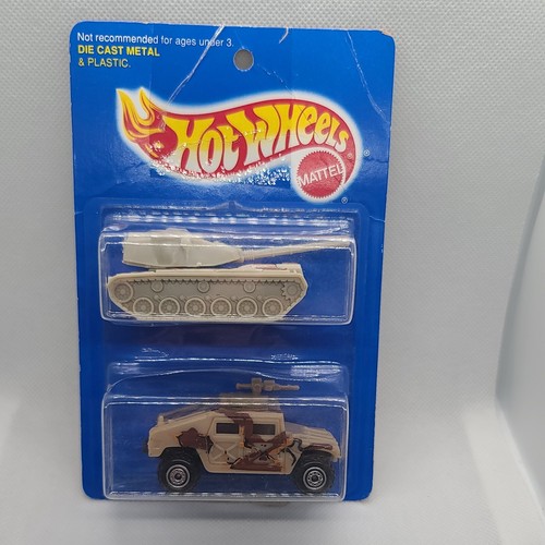 Hot Wheels 1994 raro paquete de 2 tanque Big Bertha Hummer militar fundido a presión Mattel