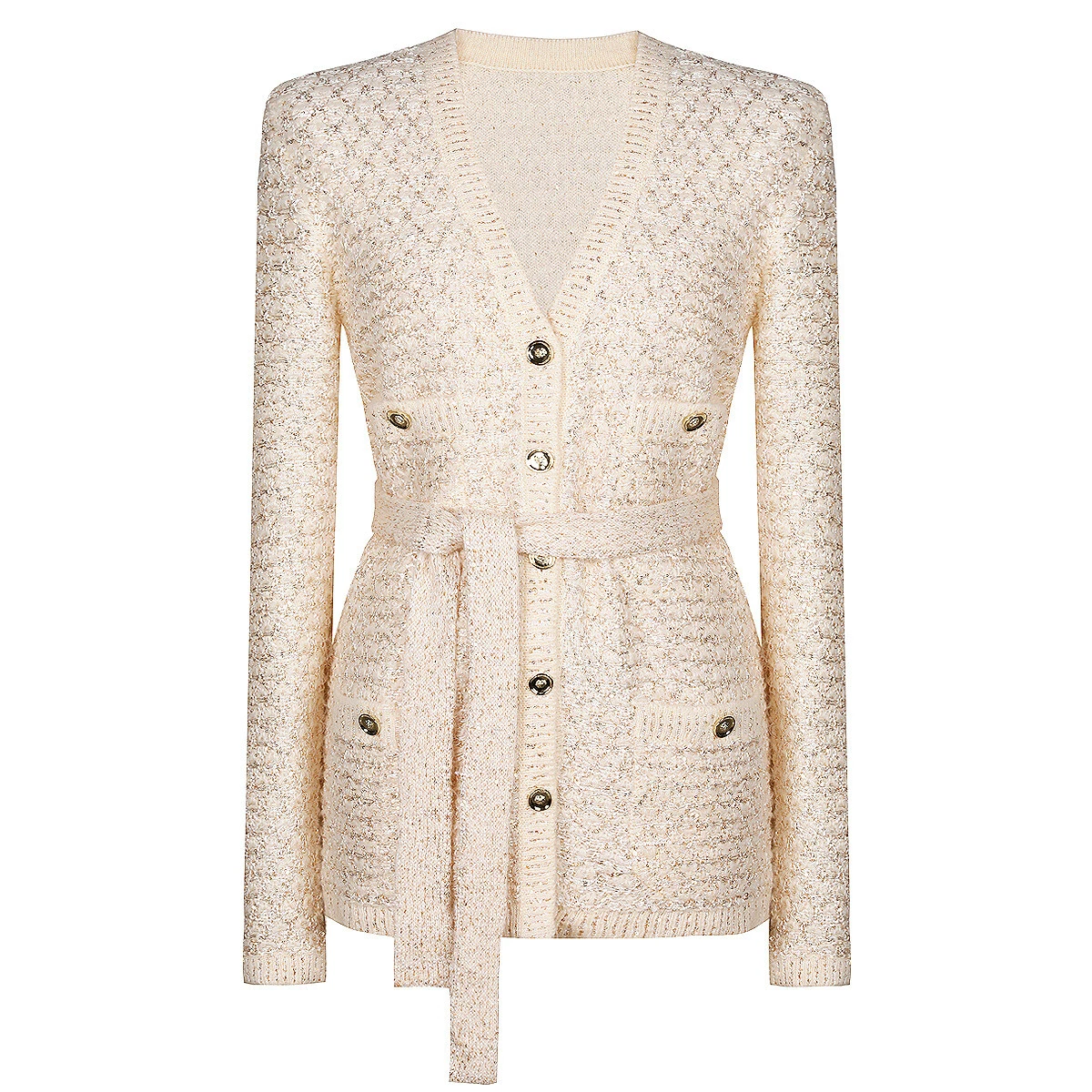 OFF WHITE Cappotto cardigan maglione outwear donna stile Occidente scollo V maglia paillettes slim fit