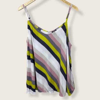 Torrid Sophie Stripe Cami Tank Gauze Crinkle Swing Top Womens Size 2X White Pink