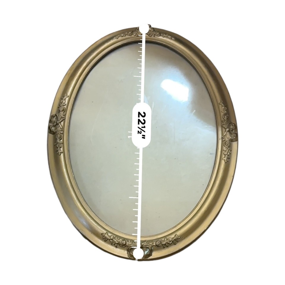 Vintage MCM Ornate Gold Scroll Wall Mirror Large 22 X16 Inches Wood