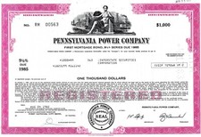 Pennsylvania Power Company 1982,  9 1/2% First Mortg. Bond due 1985 (1.000 $)