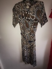 Vintage Leslie Fay Size 8 Multicolored Collared Pleated Formal Dress 1980s