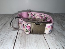 Dog Or Puppy Collar Pink Floral 1 Wide Small Handmade NEW With Metal Buckle