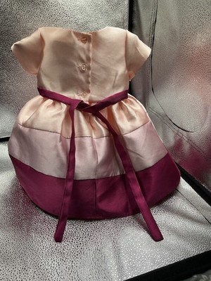 Rare Editions A-Line Pink Purple Satin Girls Dress 6-9 Months Bow Knee Length