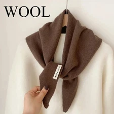 Wool Knitted Triangular Scarf Warm Shawl for Women Triangle Knit Scarves