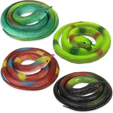 Rubber Snakes to Keep Birds Away - 4 PCS Realistic Fake Rubber Snake for Garden