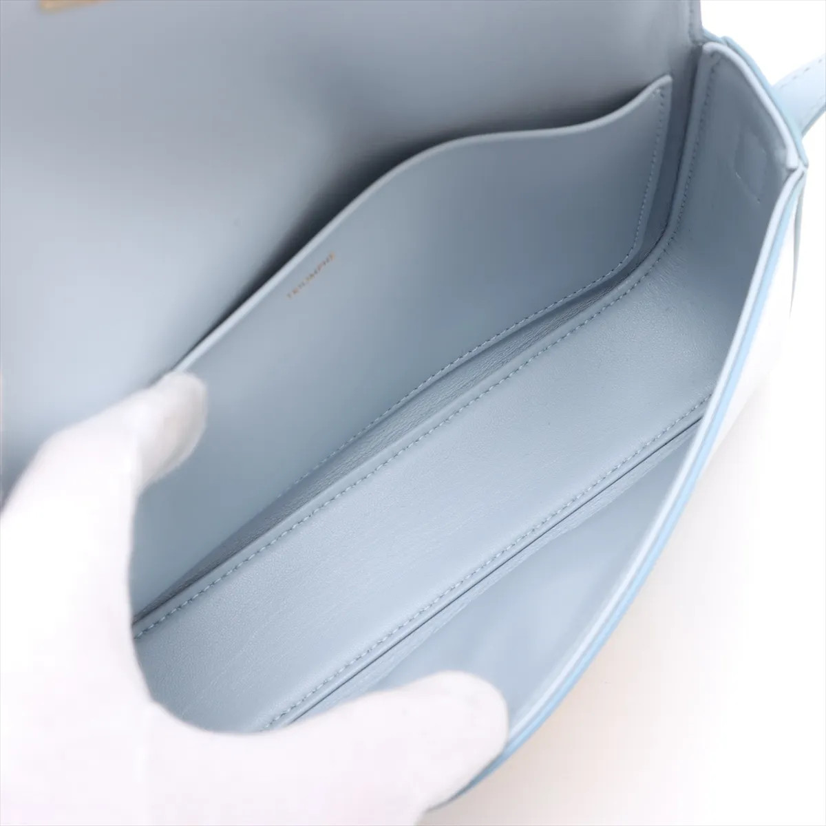 Celine Triomphe Claude Leather Hand bag Light Blue — image 6