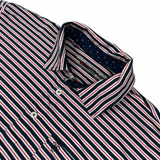 Ariat-tek Men s Performance Heat Series S/S Polo Shirt Navy/Red Stripe Large