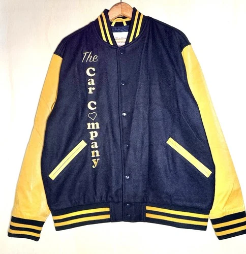 The Car Company Varsity Jacket LA Navy Gold Chenille Patch Racing  - product listing photo